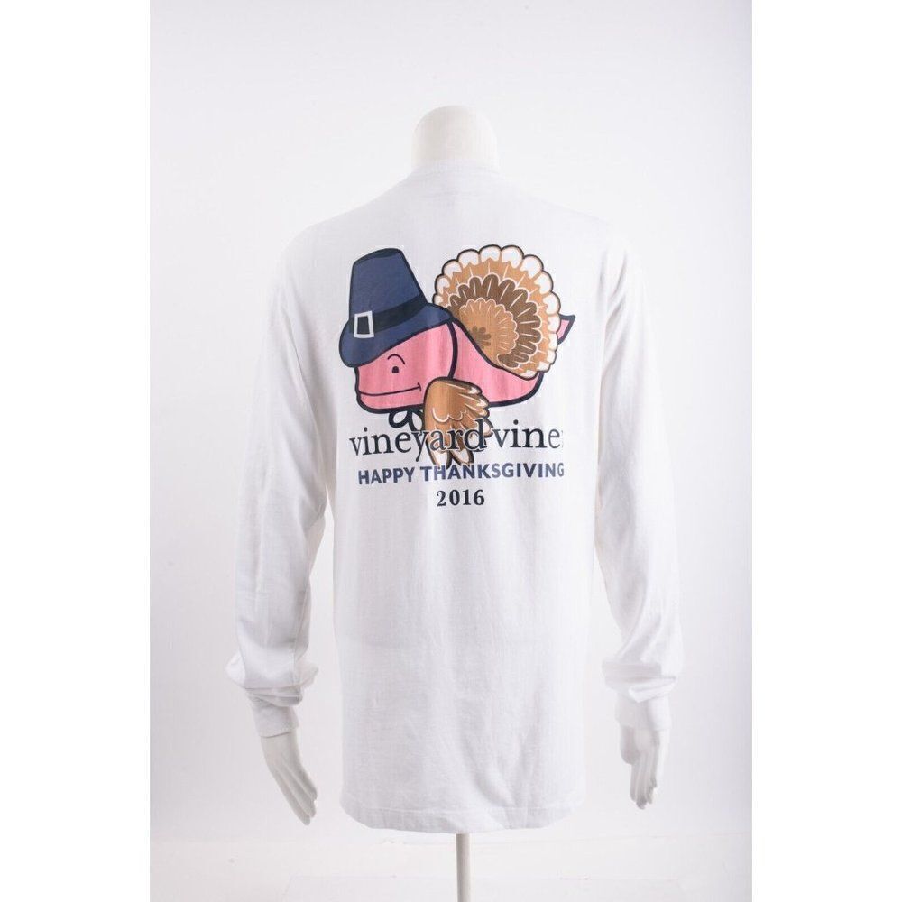 Vineyard Vines Mens T-Shirt Top Shirt Size XS Pilgrims Thanksgiving Turkey Whale